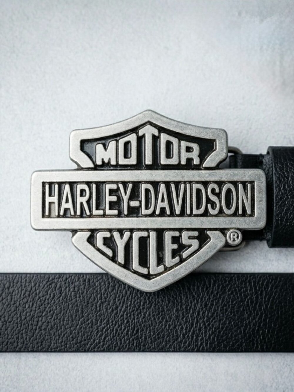 Harley-Davidson Genuine Leather Biker Belt Bar & Shield Silver Logo Buckle